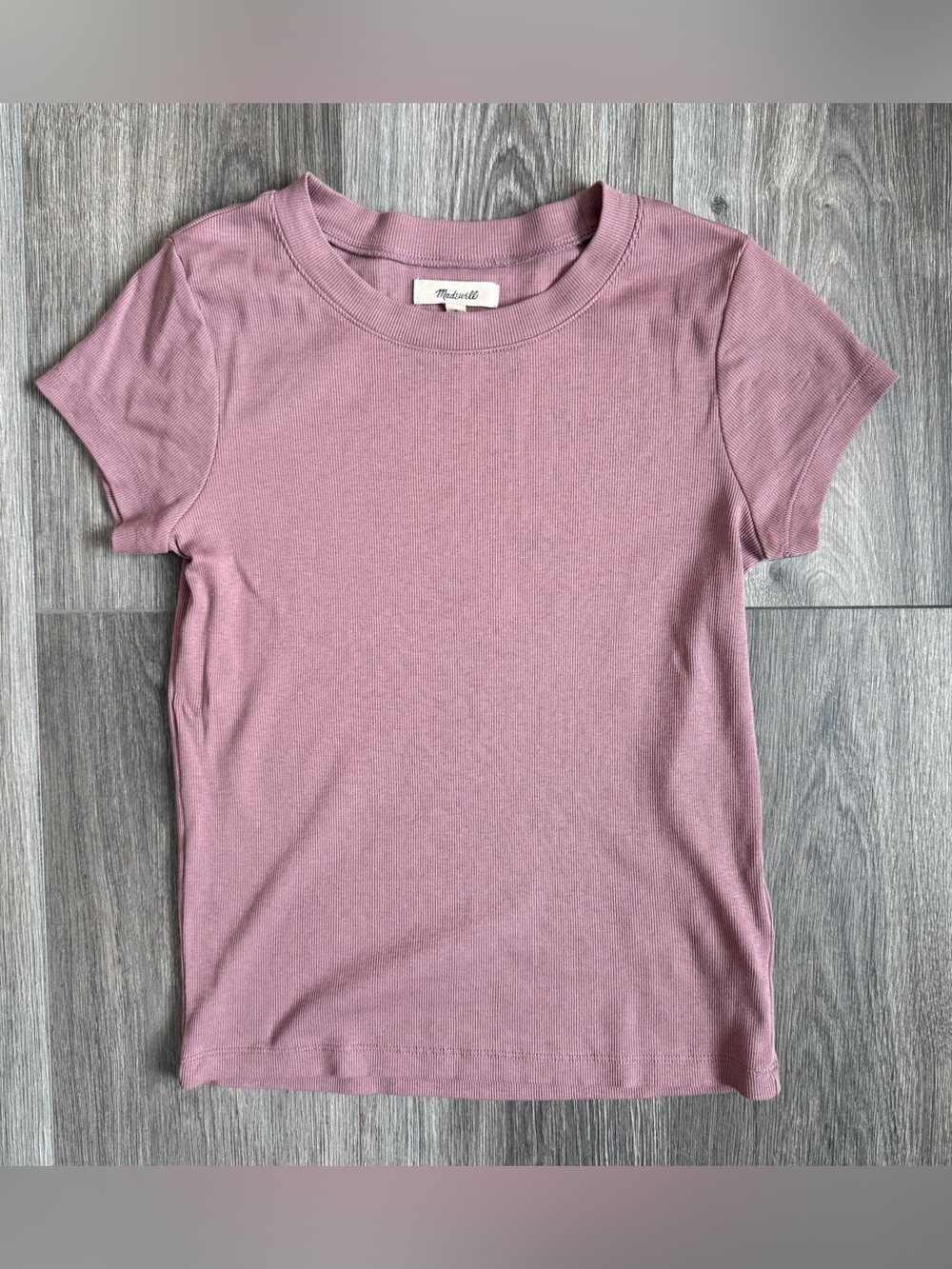 Coquette Boho Madewell Dusty Rose RIbbed T-Shirt Size Small Bohemian Flirty